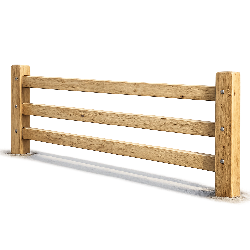 Wooden snow guard fence outside with snow at its base.