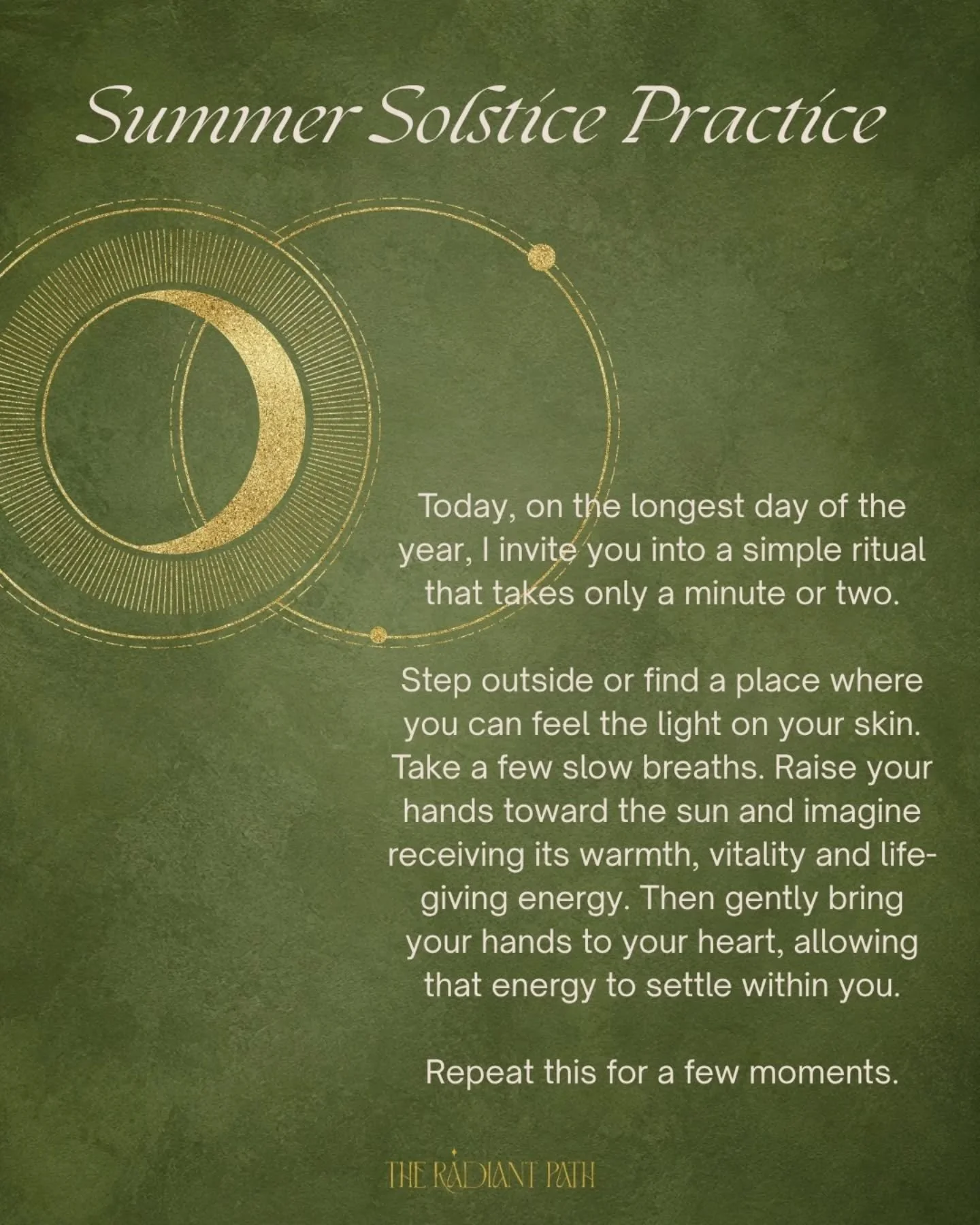 Summer Solstice ☀️

Today, I am choosing gratitude. ✨️

Gratitude for the light that returns each morning.
Gratitude for the breath in my lungs.
Gratitude for every challenge that helped me grow and every blessing that found its way to me. 🌻

The su