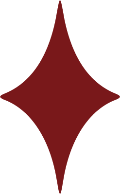 A red diamond shape with points extending vertically and horizontally, set against a black background.