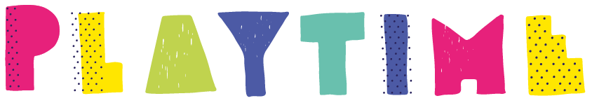 Colorful text spelling 'PLAYTIME' with playful patterns and bright colors. Playtime is Grace Community Churches family fun group that runs each week in Kempston. #Family #KidsClubs #Kempston