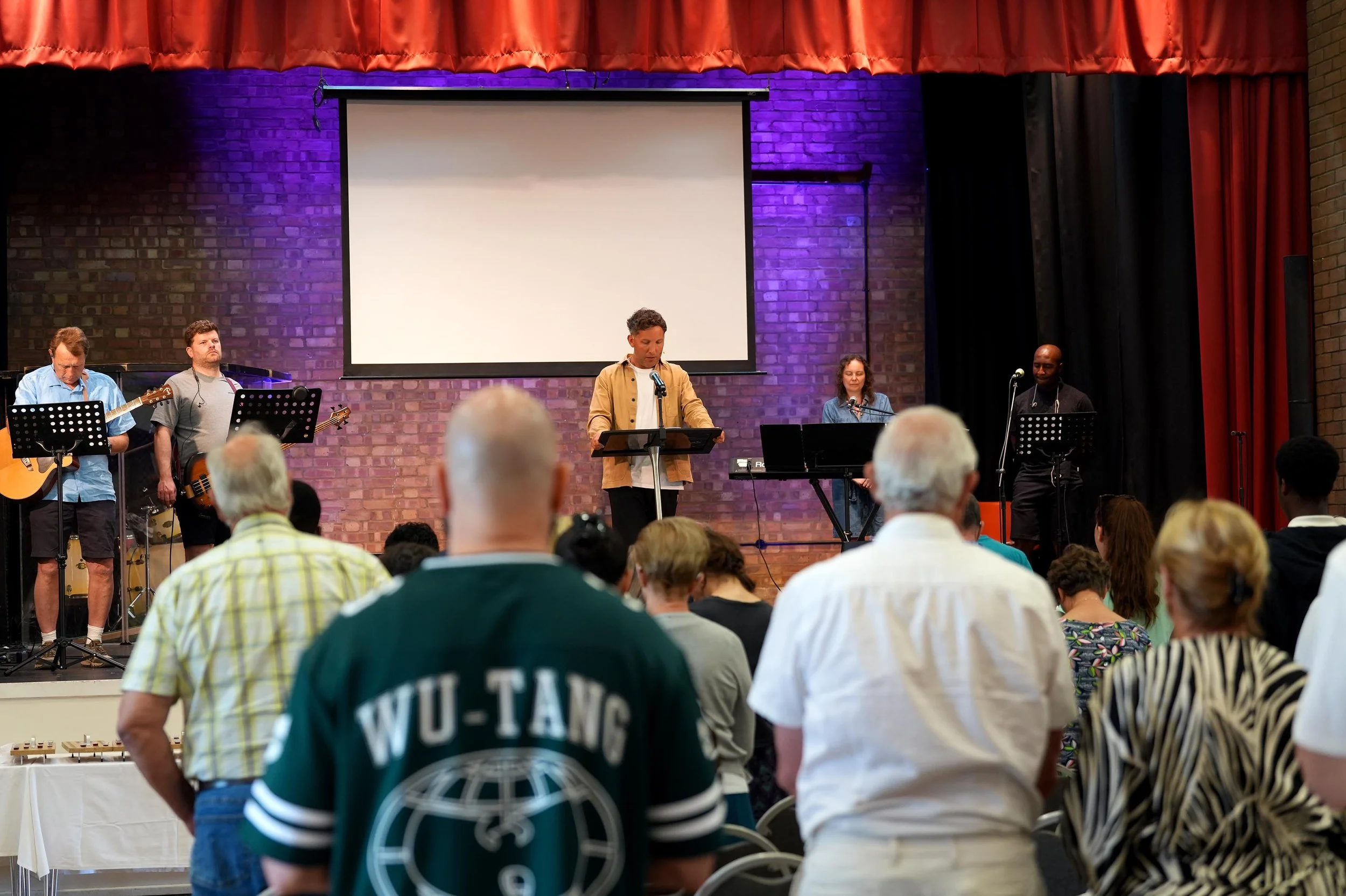 A normal congregation at Grace - one man wearing a WU-TANG Clan shirt, the other in a smart shirt. We love the diversity there is at Grace. #church #allwelcome