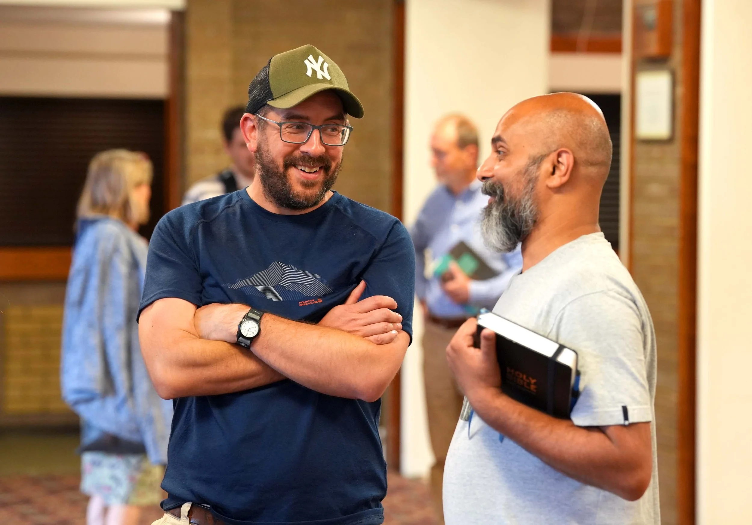Two smiling men after a Sunday Service at Grace Community Church in Bedford. #Church #Bedford #family