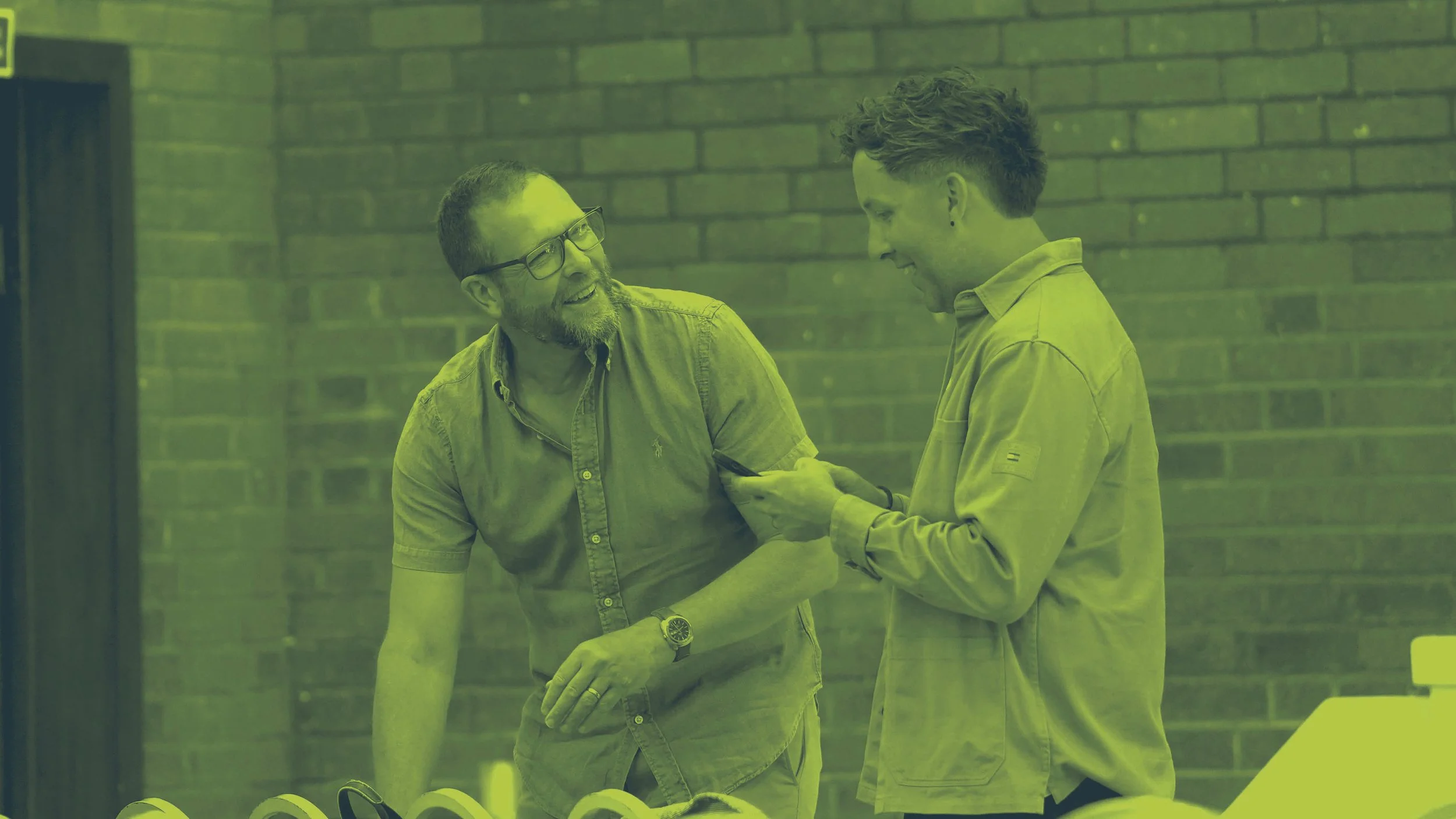 Smiling men engaging in conversation after one of our Sunday Services. #Grace #Church #SundayServices