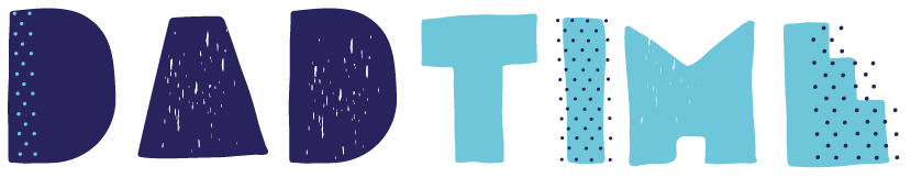 Colorful text spelling 'DAD TIME' with various patterns and shapes. Dadtime is a monthly groups for Dads and kids run by Grace Community Church. #Dads #KidsClubs #Kempston