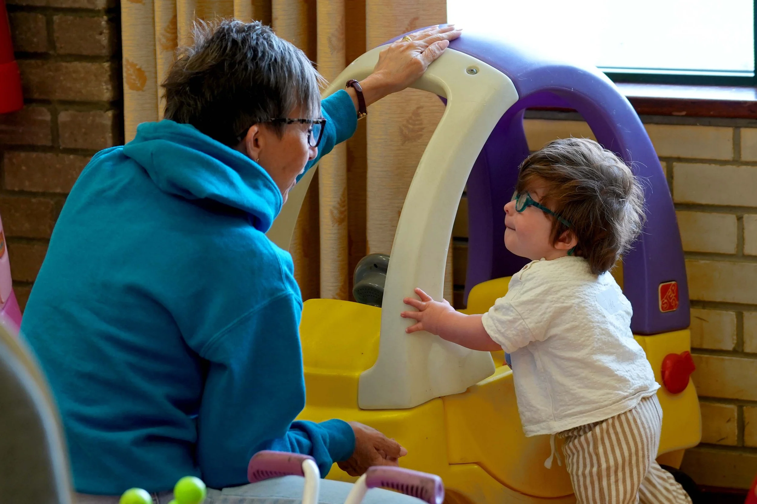 A women and small boy play at Playtime - a family group that runs during the week in Kempston.