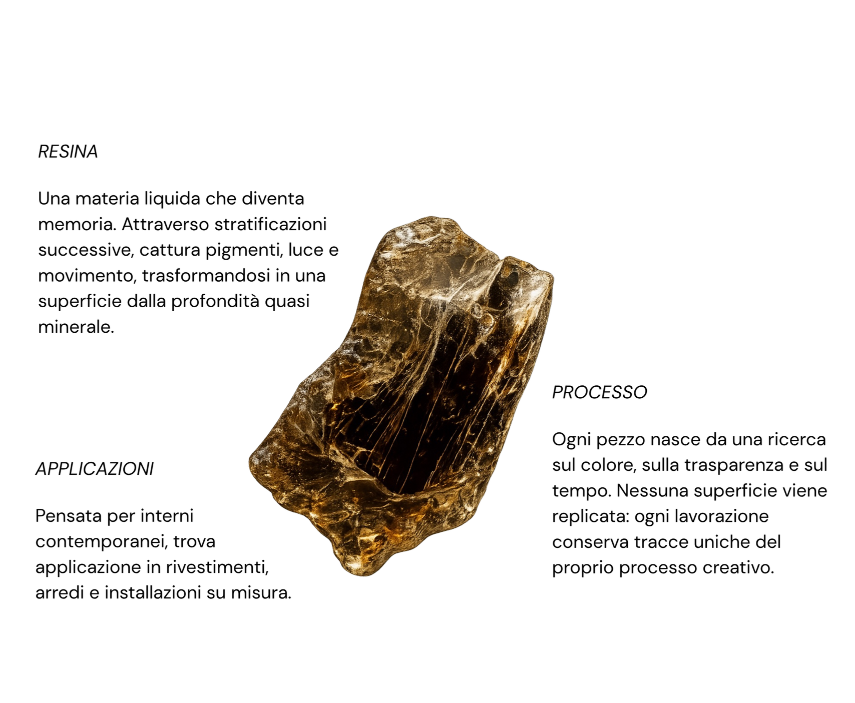 Un minerale di ambra di colore marrone con trasparenze e venature visibili, posizionato su uno sfondo nero.