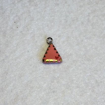 Pink Triangle Pride Porcelain Charm with Red Heart and Gold Scalloped Border