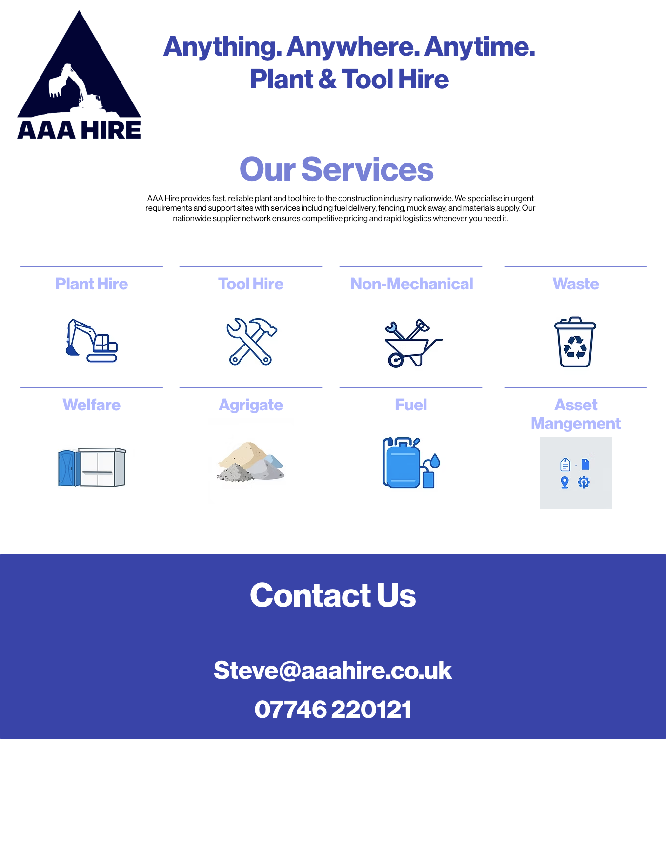 Original AAA Hire website before redesign.
