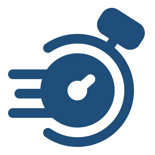 Icon of a stopwatch with motion lines indicating speed or urgency.