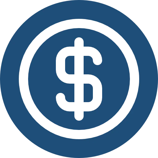 Icon of a dollar sign inside a circular border, representing money or currency.
