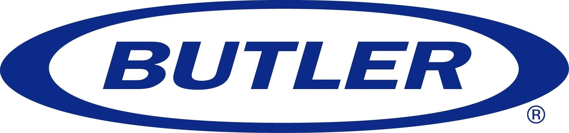 Blue oval logo with the word 'BUTLER' in bold uppercase letters.
