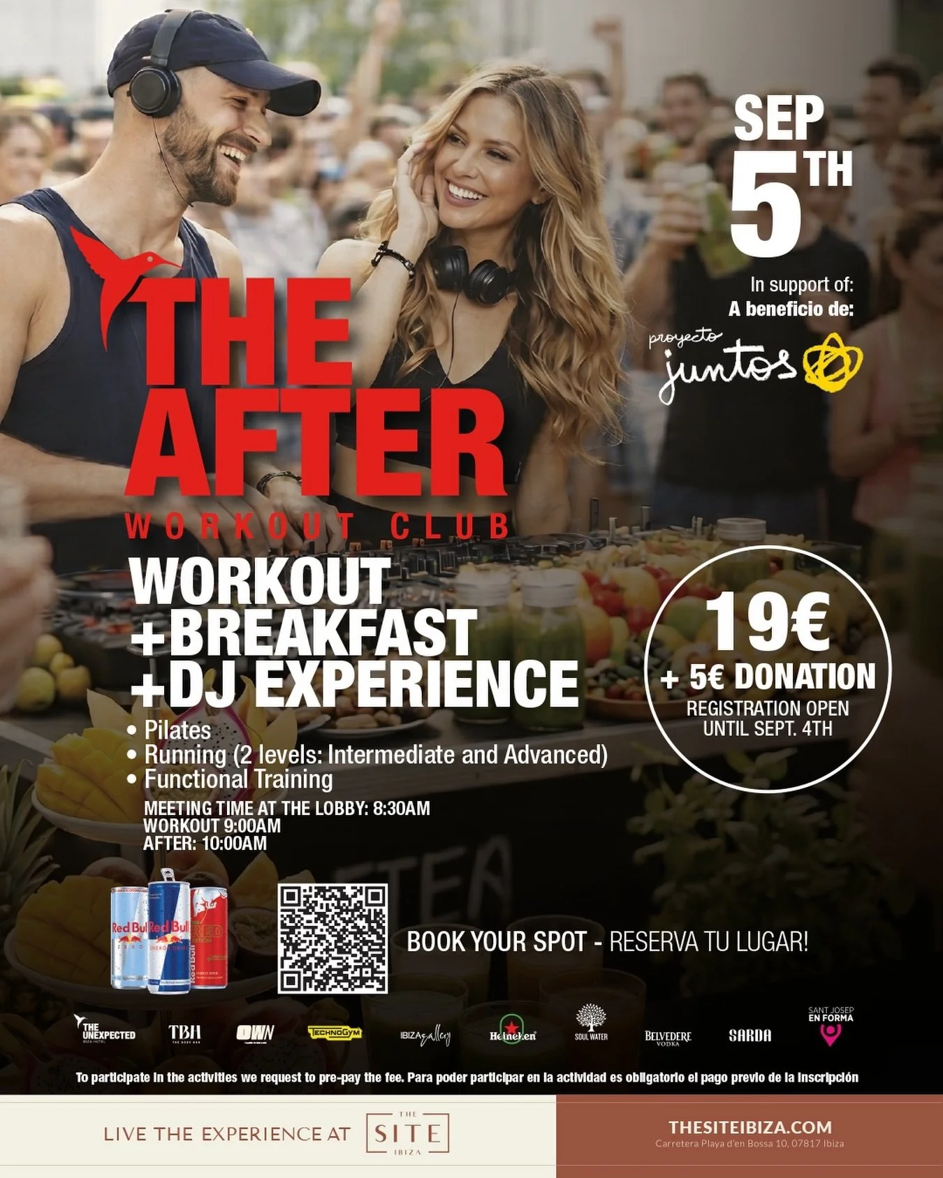 THE AFTER WORKOUT CLUB is back. ⚡

El pr&oacute;ximo 5 de septiembre volvemos a @theunexpectedibizahotel para compartir una ma&ntilde;ana muy OWN.

Workout + desayuno + DJ Party Experience ✌🏻

Esta vez t&uacute; eliges c&oacute;mo empezar:

🧘&zwj;♀