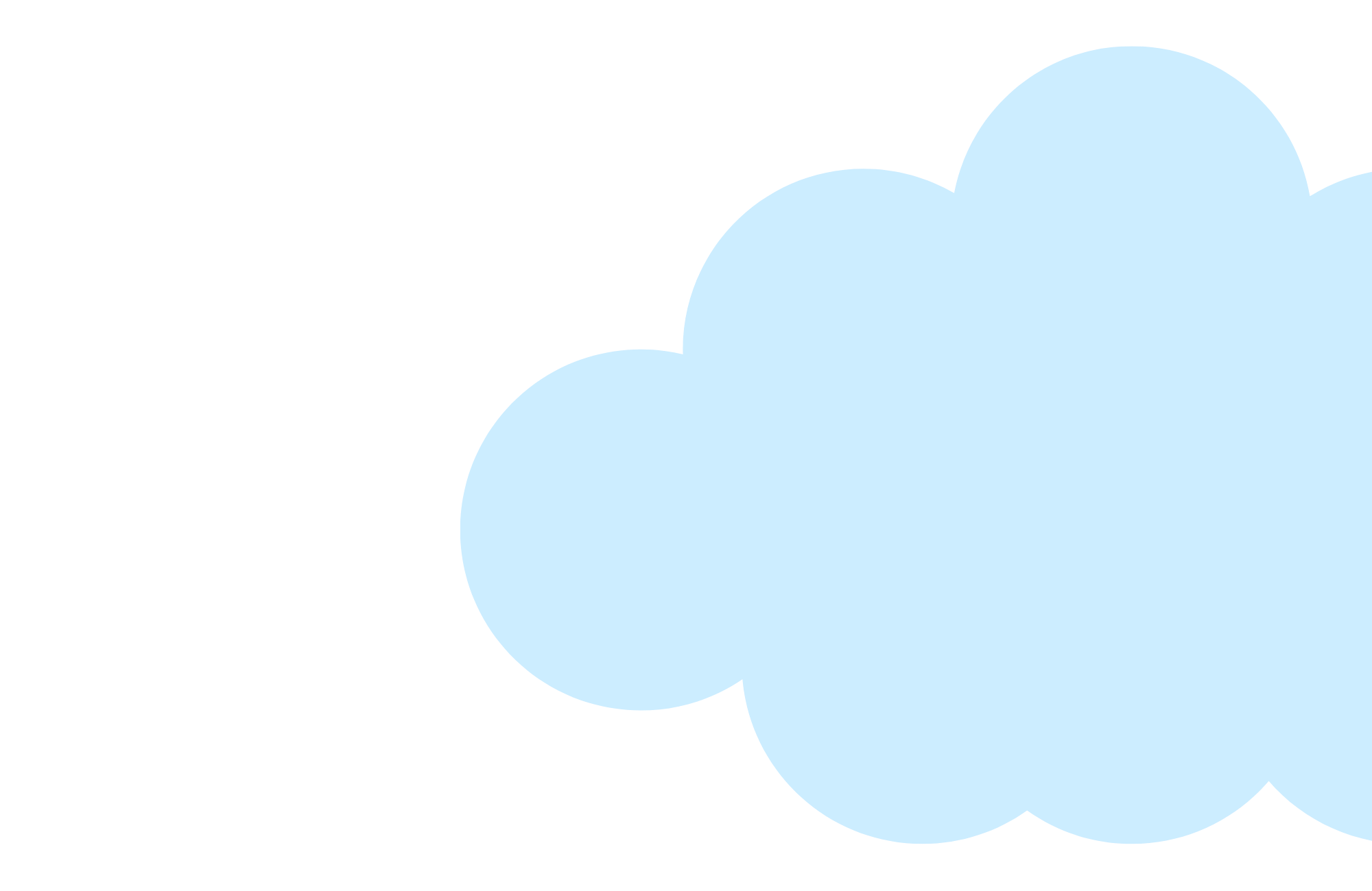 Multiple overlapping light blue clouds in a stylized illustration, graphic for Great Adventures Therapy