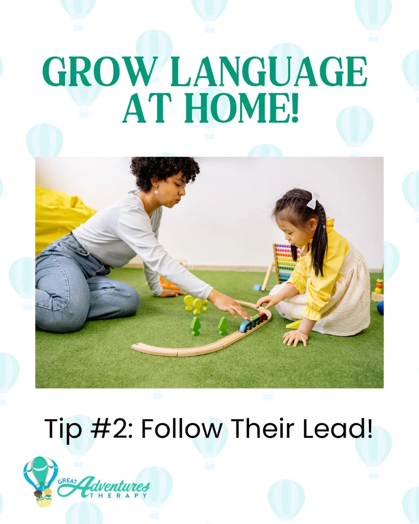 Joining in with what your child is already interested in is an easy way to help grow language skills at home. If they are playing with cars talk about the cars. If they are looking at a book, talk about the pictures they are focused on. Remember to m