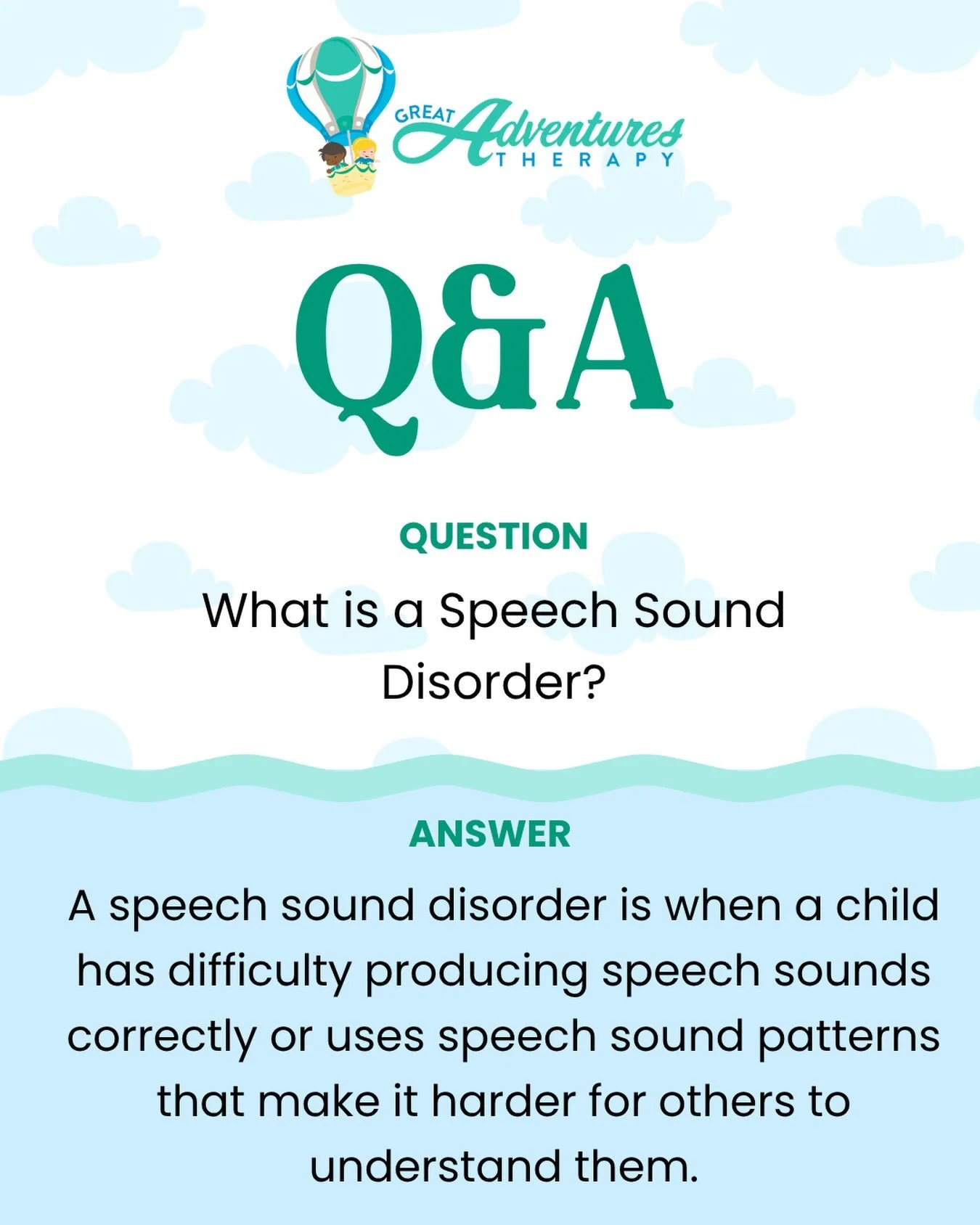 If your child has a speech, sound disorder, you might notice that your child:
🌥️ Leaves sounds out of words, like &ldquo;ca&rdquo; for &ldquo;cat.&rdquo;
🌥️ Replaces one sound with another, like &ldquo;tat&rdquo; for &ldquo;cat.&rdquo; 
🌥️ Has dif