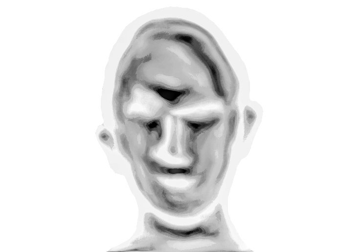Abstract black and white illustration of a human face.