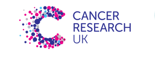Logo for Cancer Research UK featuring a stylized letter 'C' made of pink and purple dots.