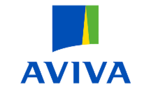 Logo of the insurance company Aviva, featuring a stylized multicolor square with blue, yellow, and green sections above the company name in blue text.