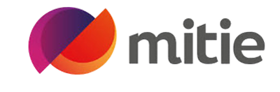 Logo of Mitie with an abstract purple and orange spherical design.