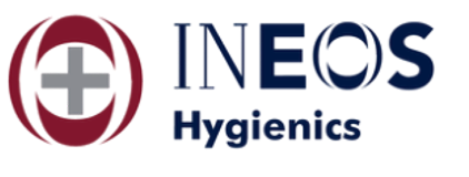 NEOS Hygienics logo with a red and gray cross symbol and blue text.