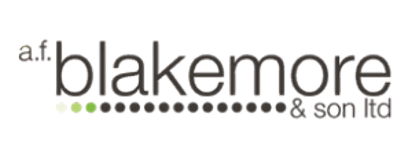 Logo of aff blakemore & son ltd with lowercase text and green dots.