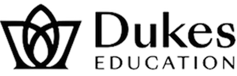 Dukes Education logo featuring a stylized crest and text.