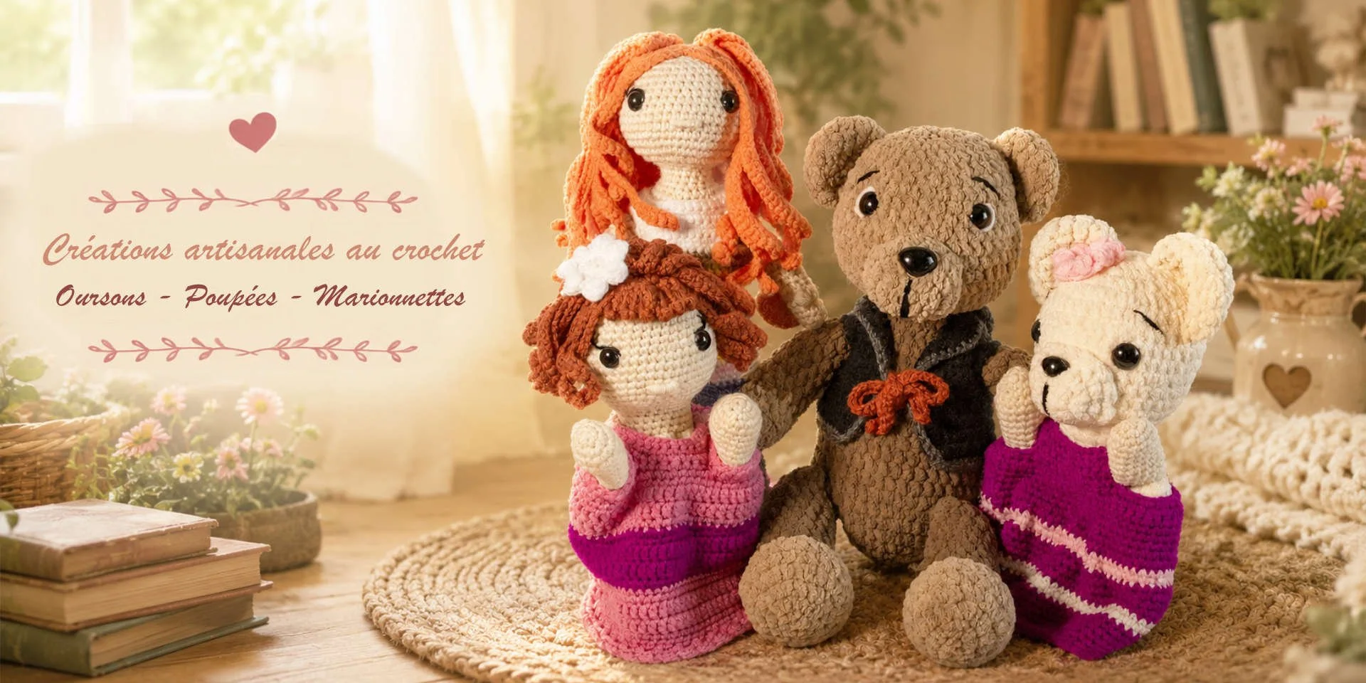 Créations artisanales au crochet - poupées - oursons - marionnettes