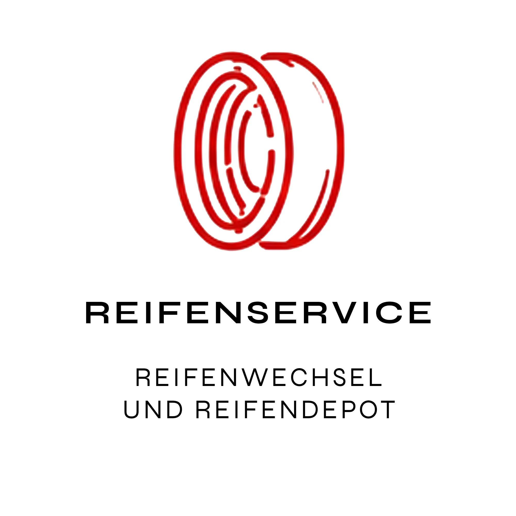 Logo eines Reifenservices mit rotem Ohr im Ohr-Symbol und schwarzen Text darunter.