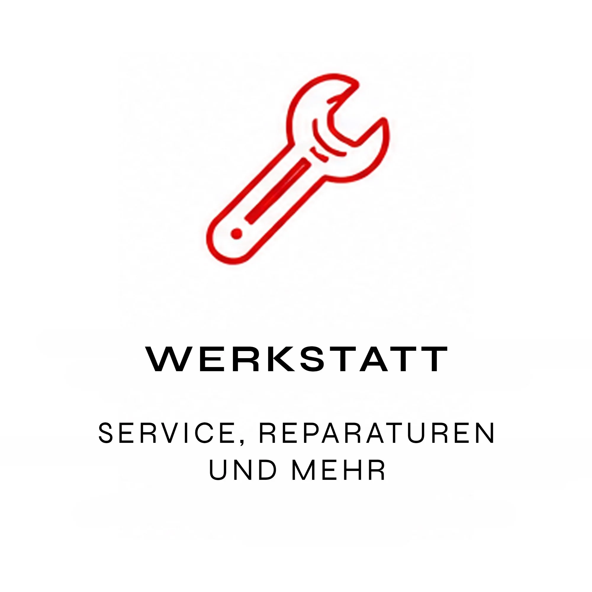 Logo einer Werkstatt mit rotem Schraubenschlüssel und Text in Deutsch.