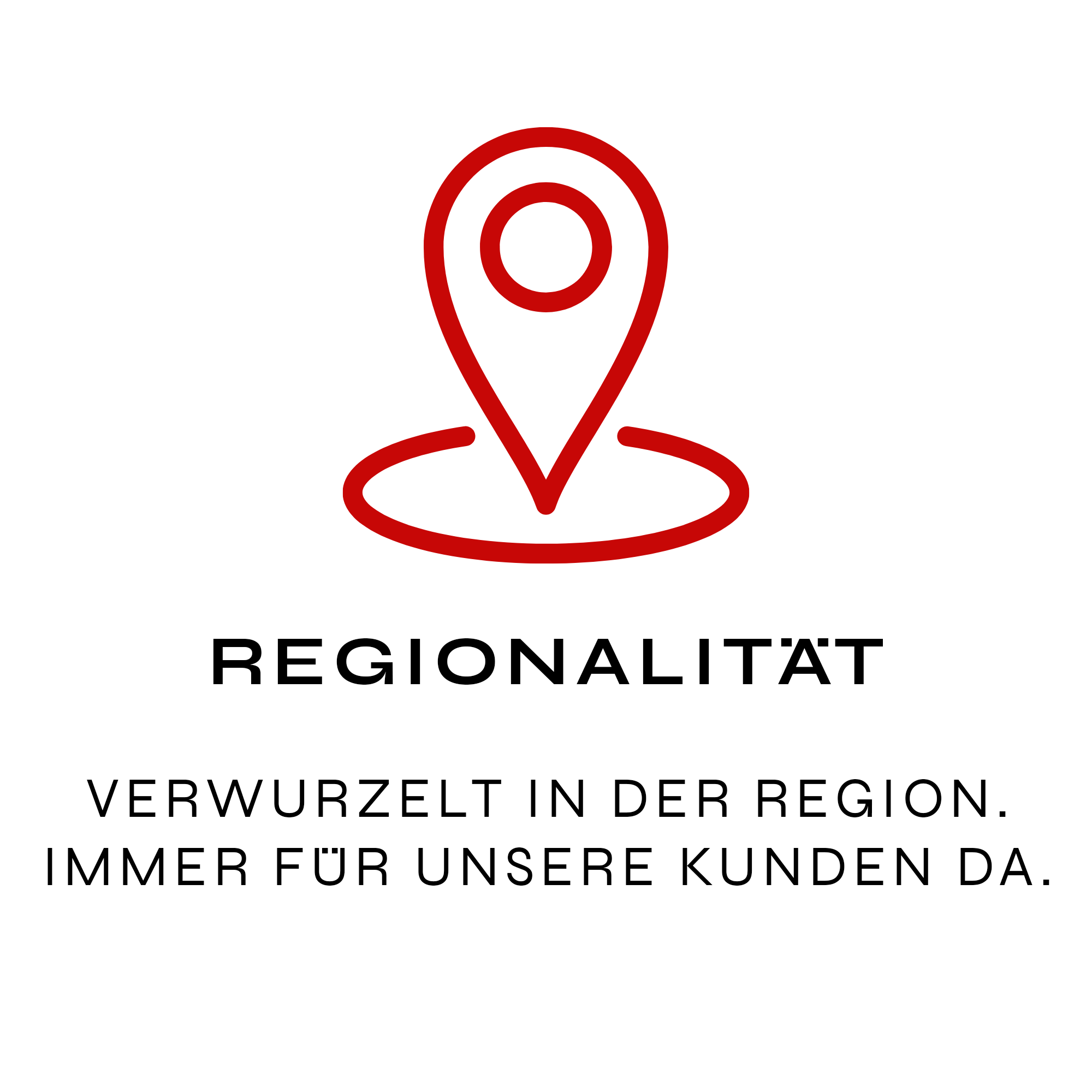Grafik mit roten Zielkreisen und Text in Deutsch über die Regionalität und Nachhaltigkeit von Lebensmitteln.