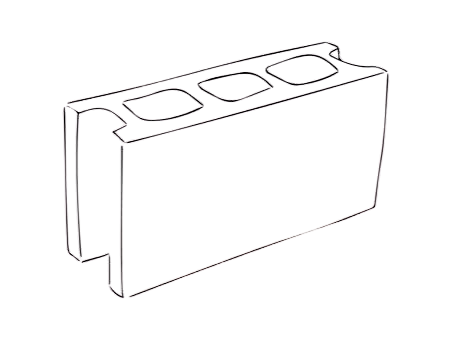 A line drawing of a brick wall with three visible bricks.