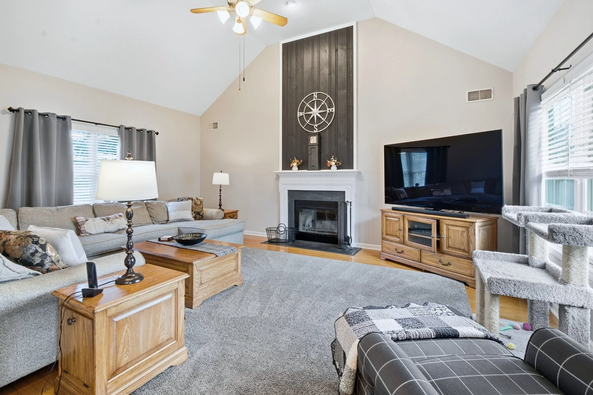 Living room with fireplace