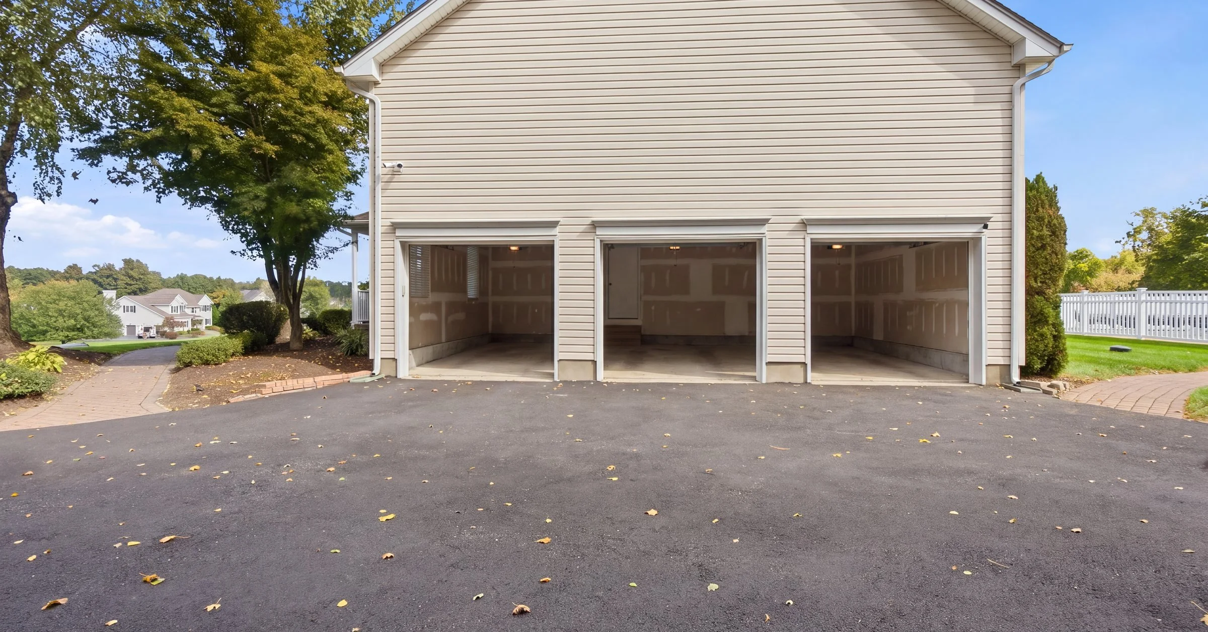 Three-car garage