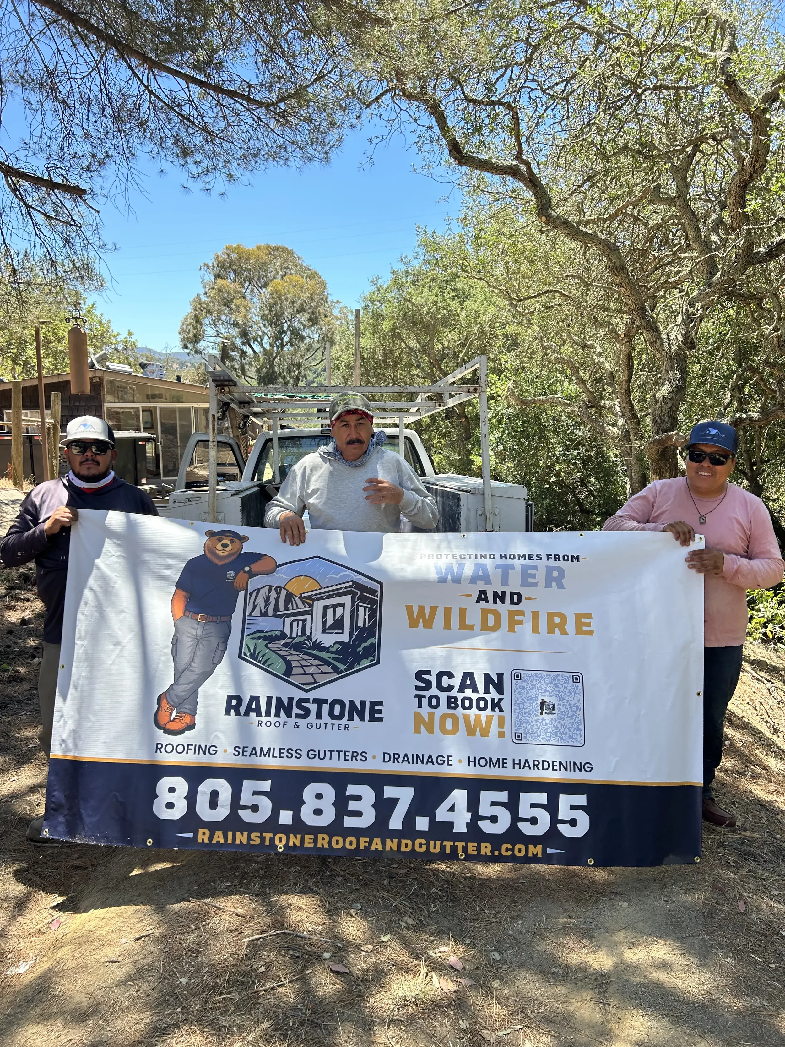 Rainstone Roof & Gutter crew after completing a local roofing and home protection project.
