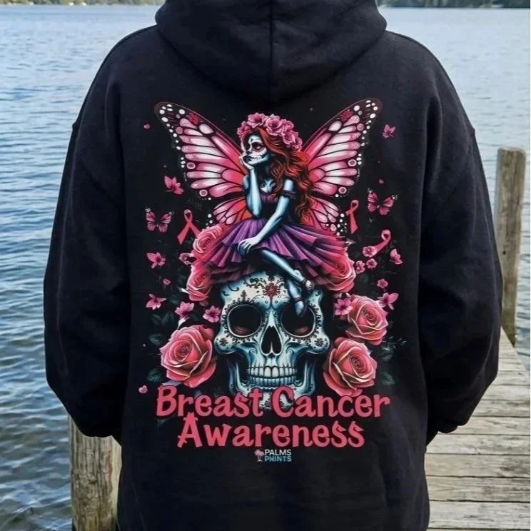 Black Bunnyhug Breast cancer Awareness
