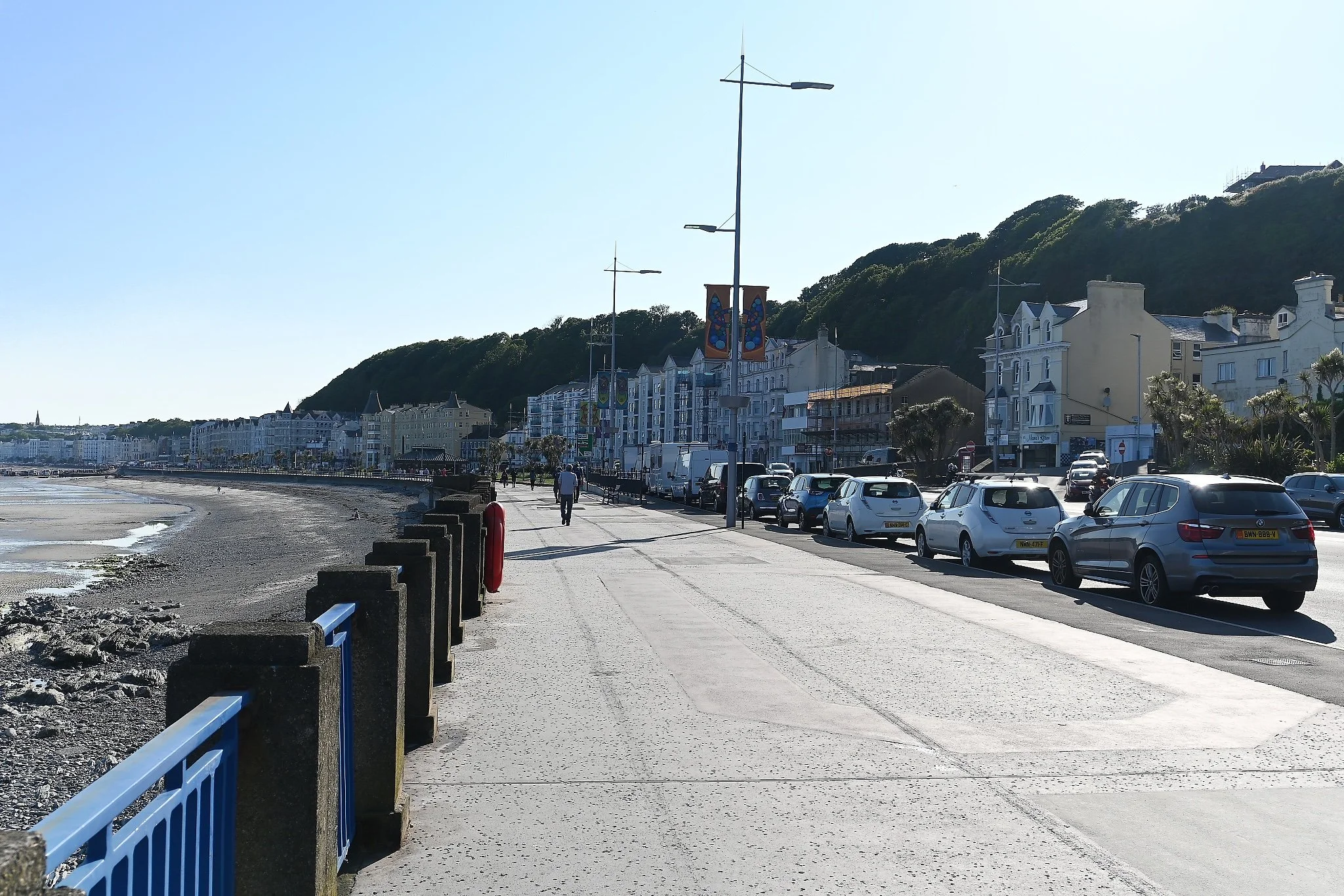 Walking along the Promenade in Douglas.