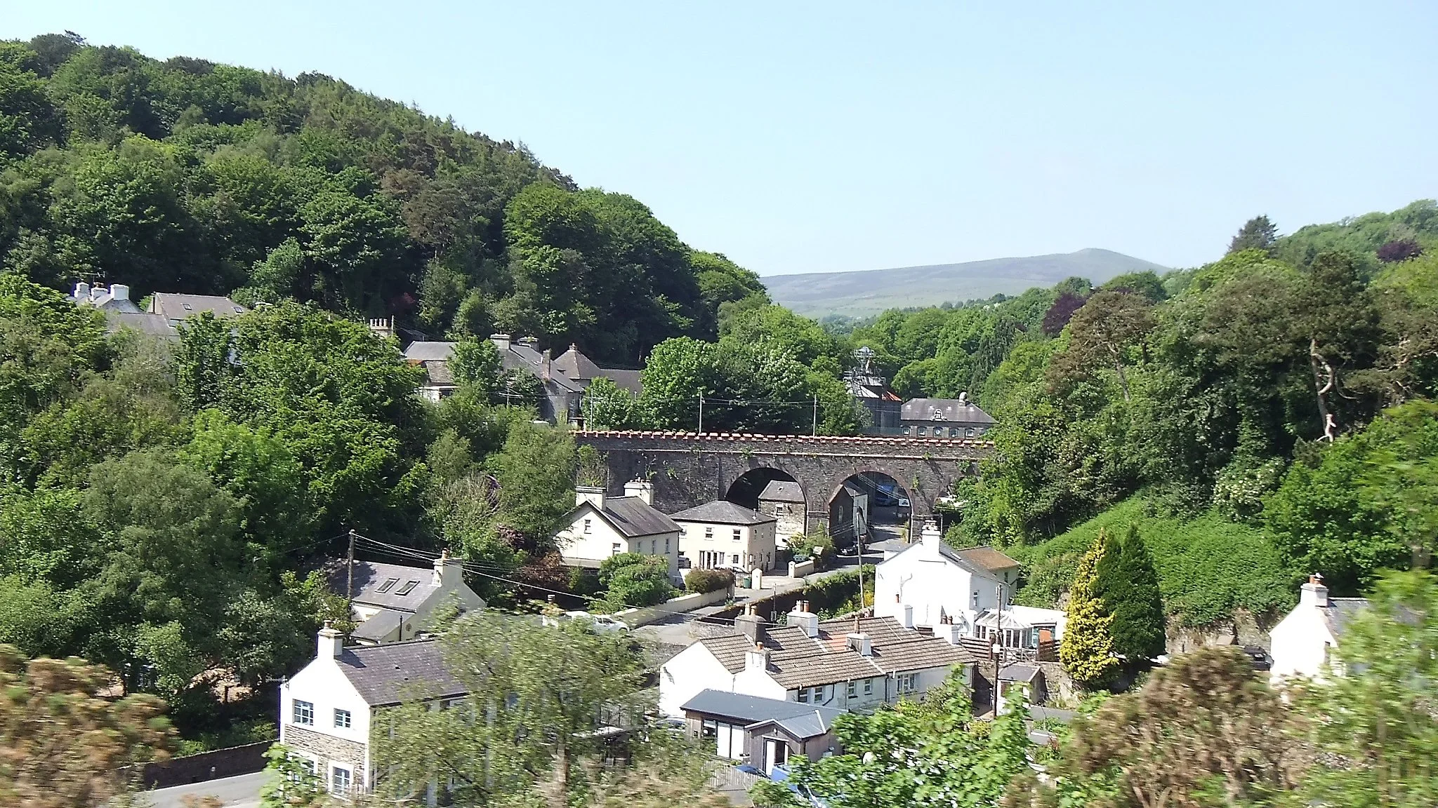 Laxey with the Glen Roy Viaduct (center).