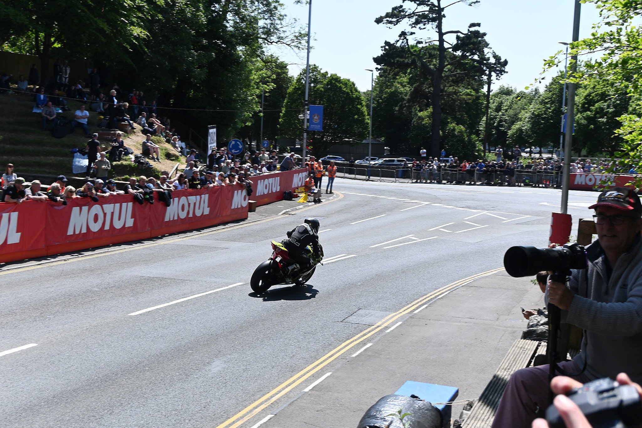 Another rider entering the roundabout turning onto Peel Road. Photo take at Quarterbridge Road. 