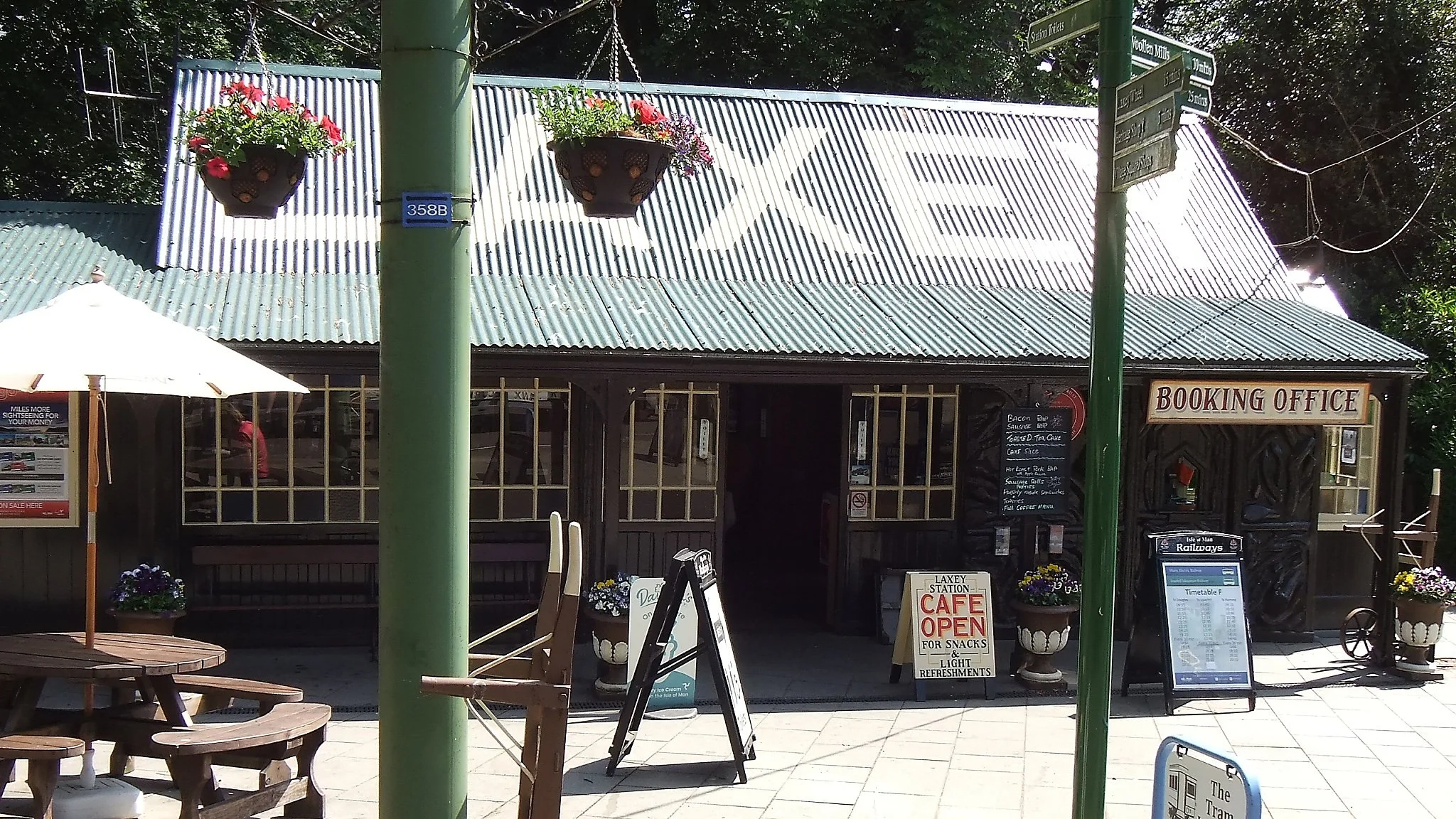 Manx Electric Railway (MER) Laxey Station.  This is where you hop off the electric tram or the bus and get on the Snaefell Mountain Railway to get up to the top of Mt. Snaefell.  They also have very good coffee here.