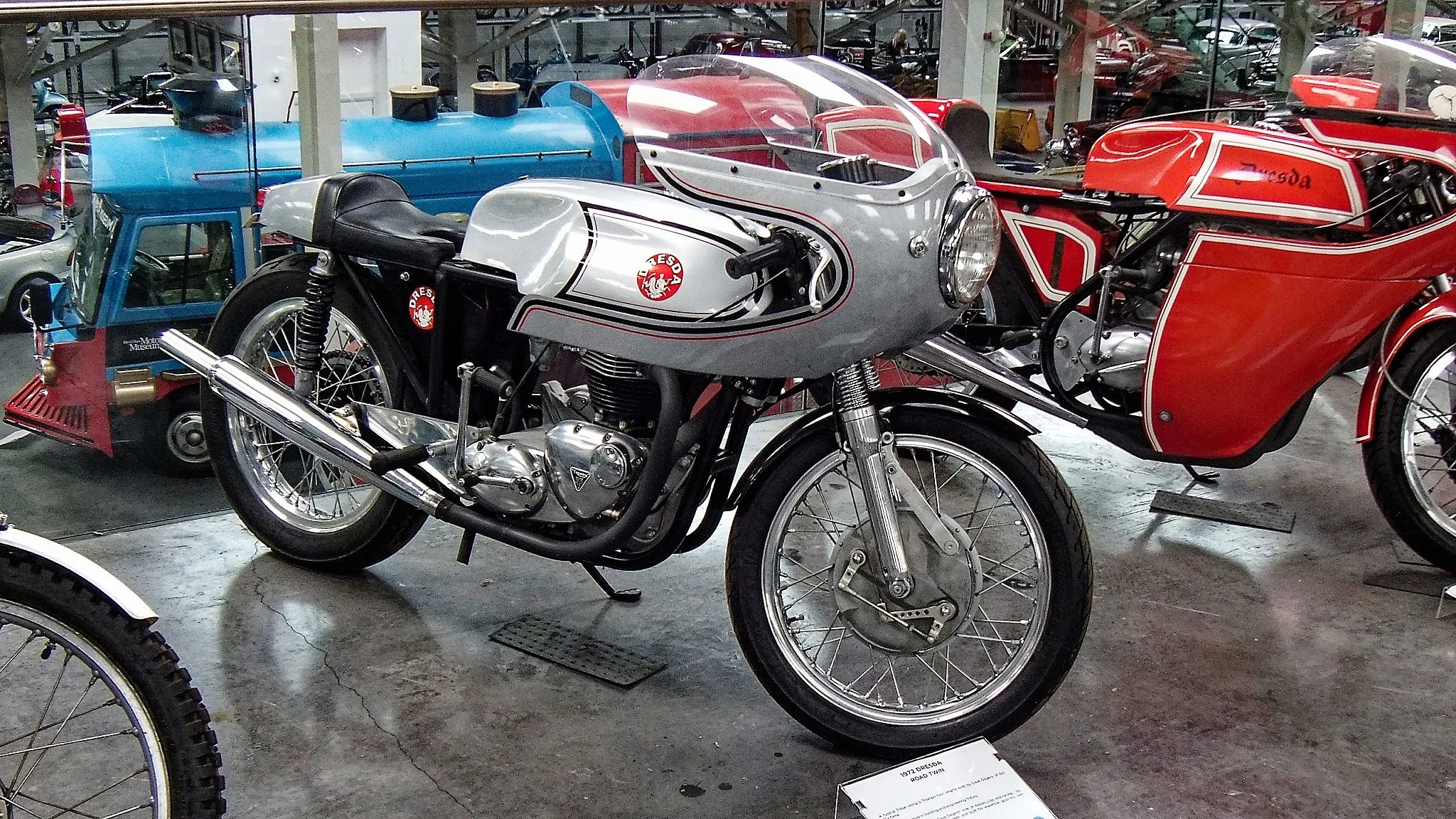 Dresda Triton. One of the more famous race bikes of its time.  Norton "Featherbed" frame, Triumph engine, and the rest of the kit by Dresda Auto of west London. 