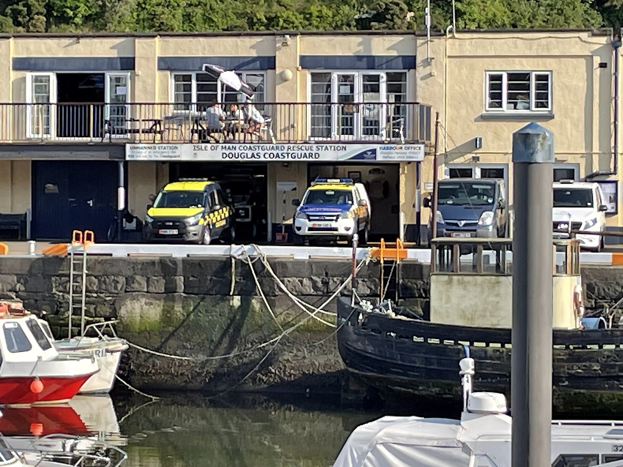 The Douglas CoastGuard station. Unlike the U.S. Coast Guard, the U.K. Coastguard and RNLI are separate agencies, but often perform some of the same tasks.