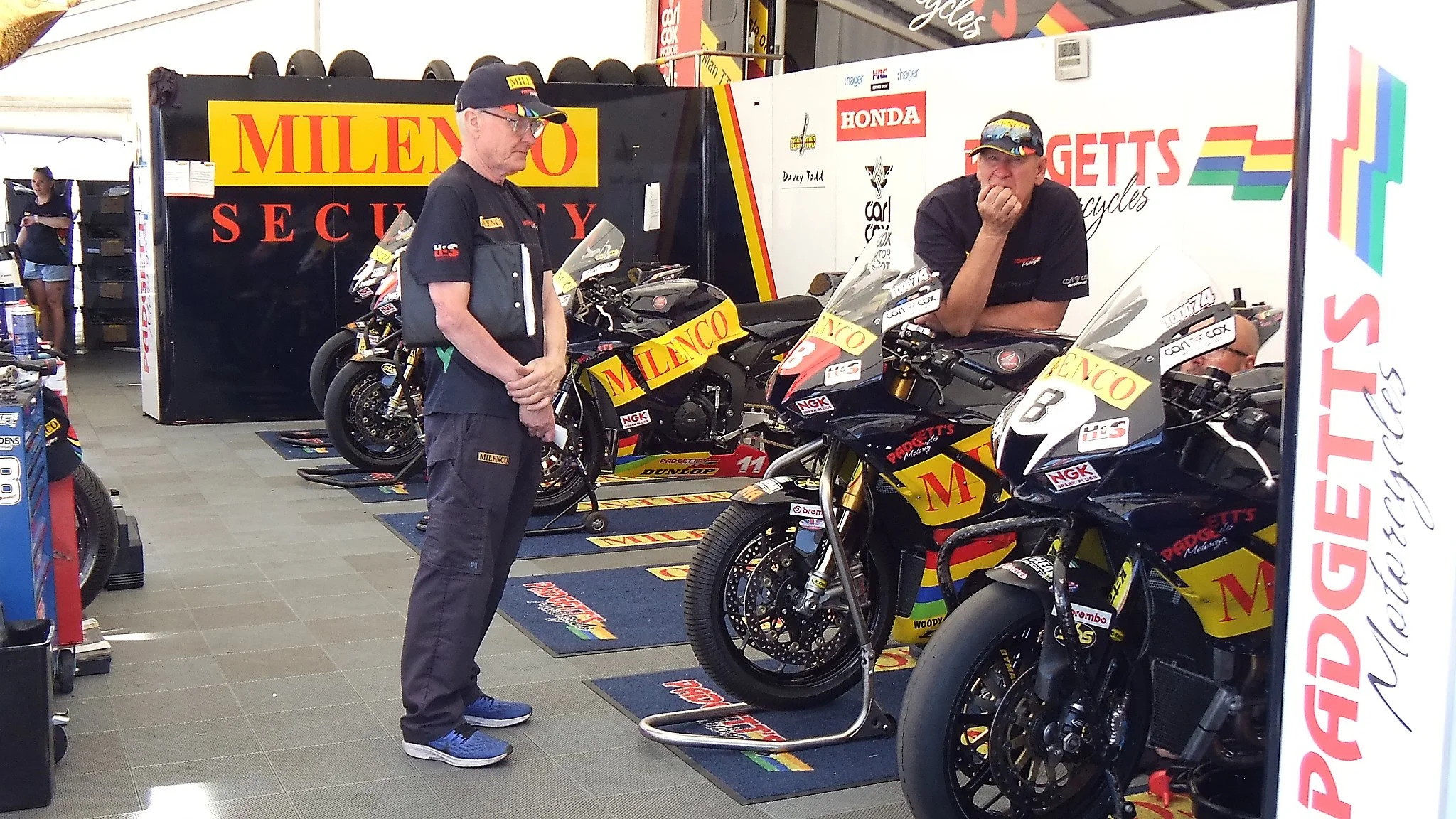 The larger teams will have the bigger tents and race in several classes and sponsor more than one rider. Milencio by Padgett's Motorcycles sponsors #8 Davey Todd and #11 Connor Cummins.