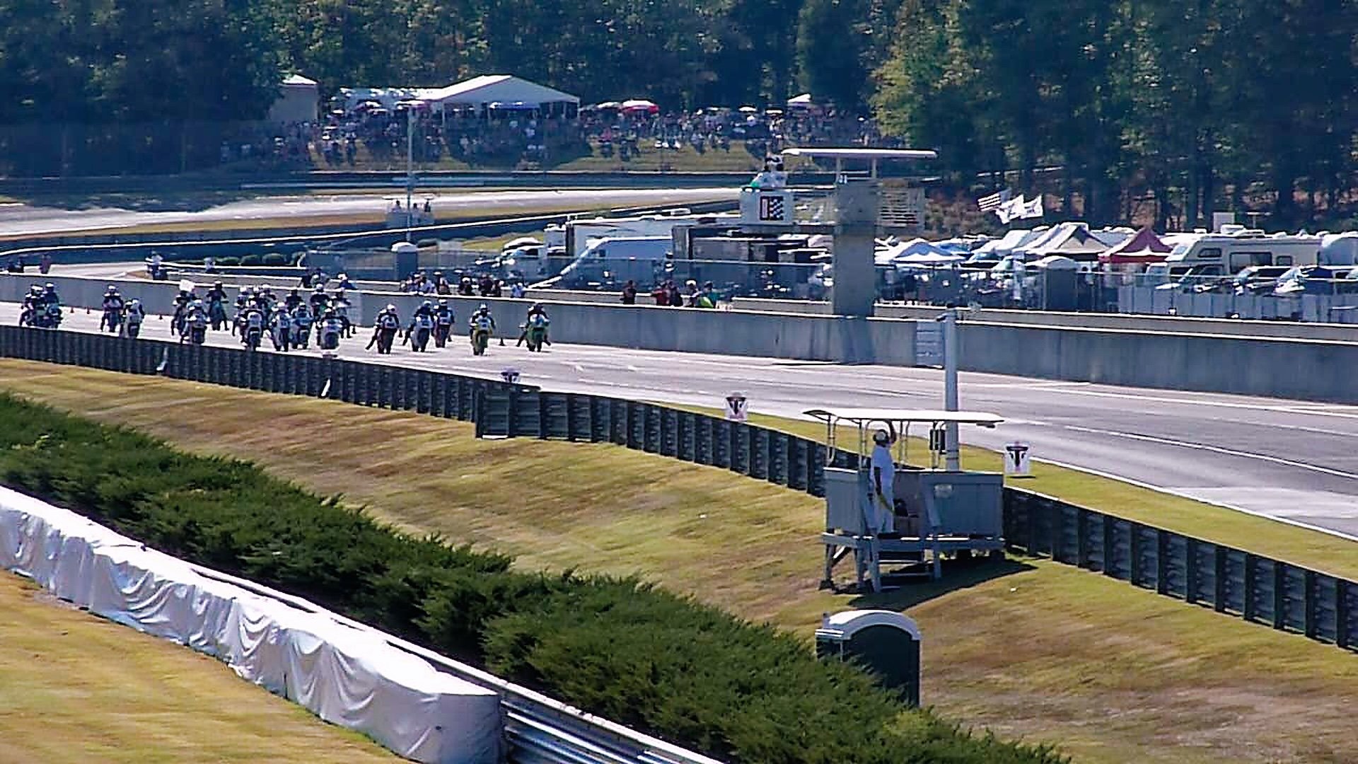 The starting grid, and paddock.