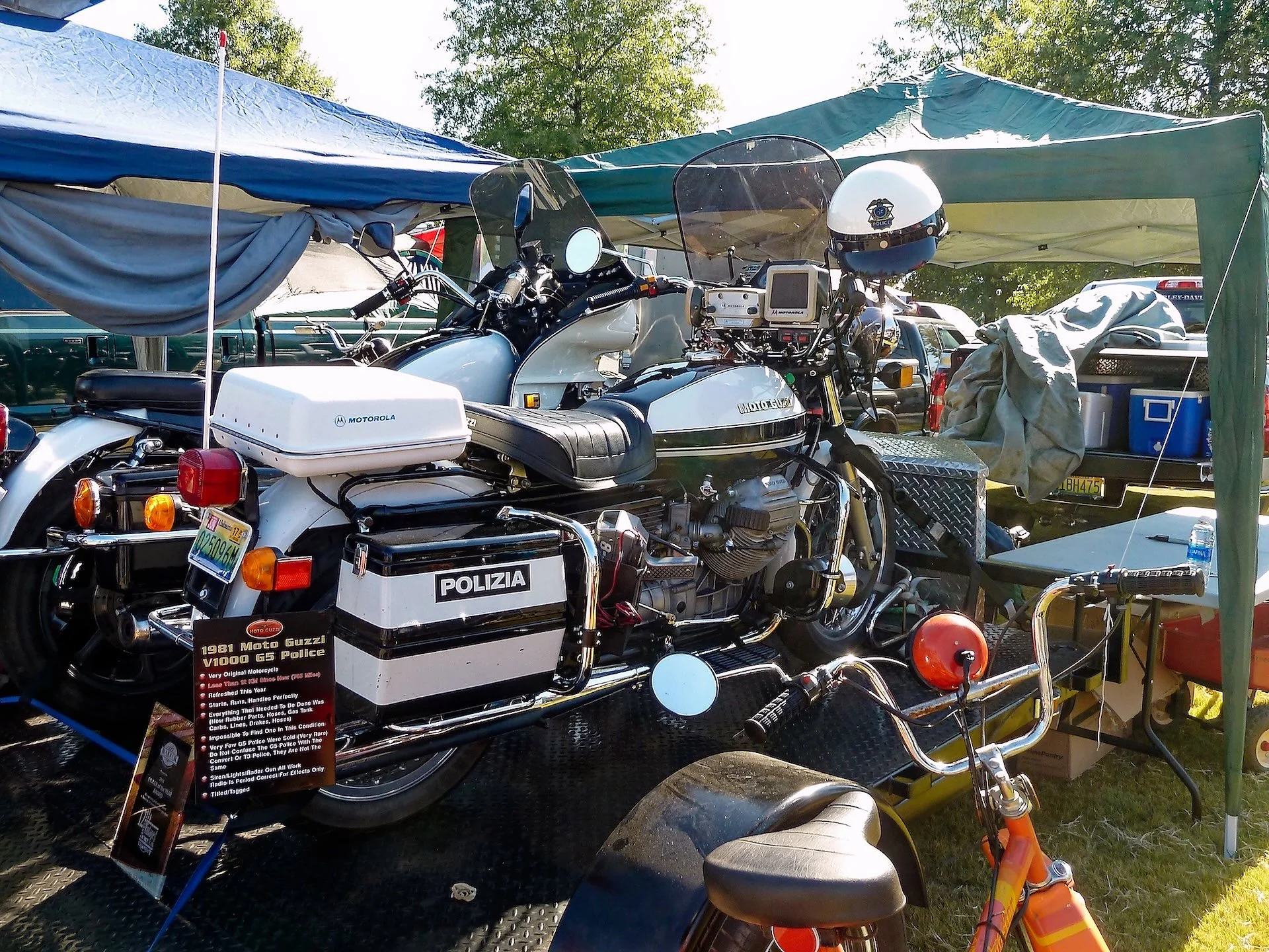 Somebody went home with this Guzzi police bike.