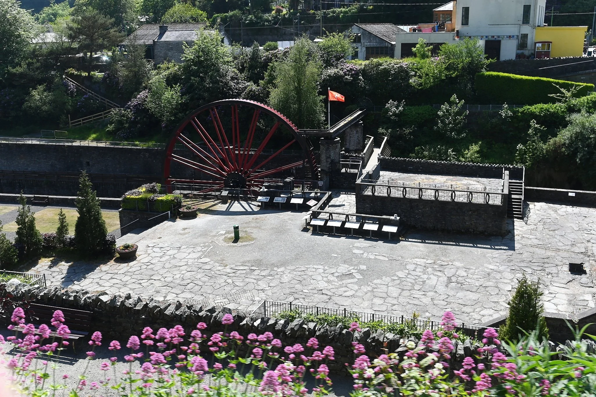 One of the two Laxey Wheels, with this one known as the Lady Evelyn Wheel. These giant wheels worked the pumps to pump out water from the mines in Laxey. Both have been restored, but the one pictured here hasn't been returned to running condition.