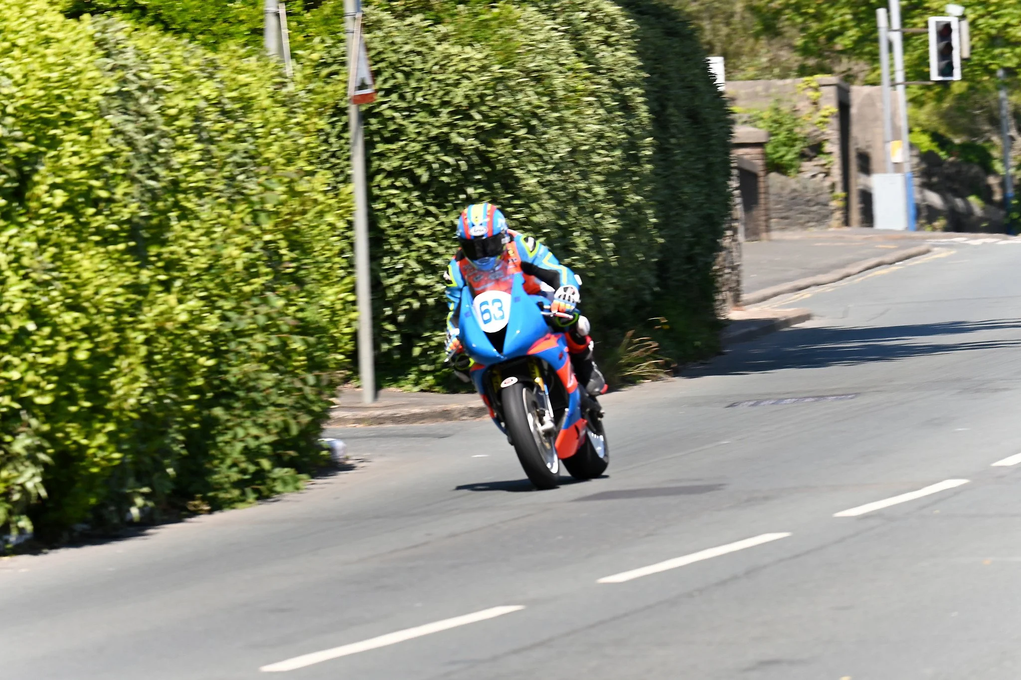#63 Keelim Ryan - 600 Kawasaki - Pikeman Brewing racing starts his TT with the Supersport TT Race 1.  Photo taken on Glencrutchery Road.