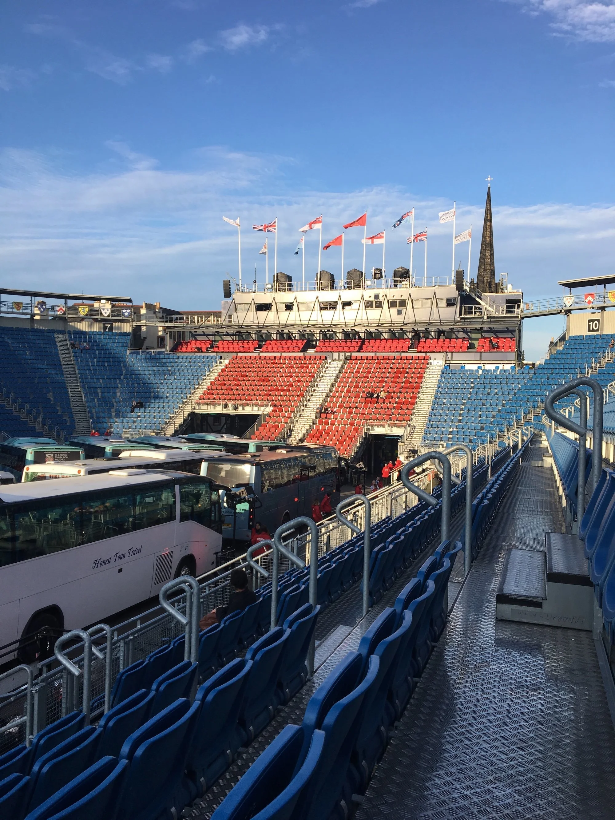 The Esplanade at Edinburgh Castle, waiting for the Tattoo to begin.