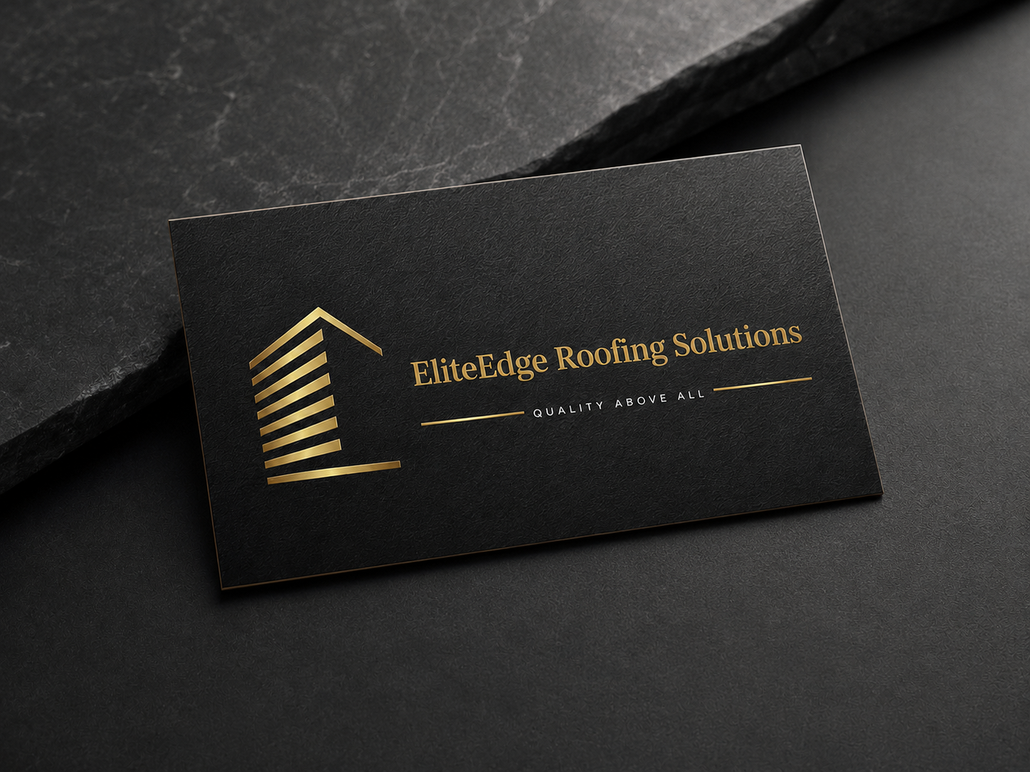 EliteEdge Roofing Solutions black and gold business card