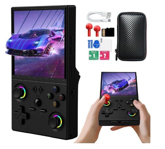 $130 - XF40H Retro Handheld Game Console --- Retro Gaming Console Preloaded Classic Games with Multiple Emulators, 4.0 Inch 4K HD IPS Screen Open Source Linux System, Pocket Video Gaming (Black-128G)