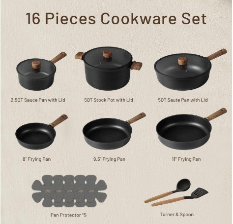 $150 - Carote 16-Piece Cookware Set 